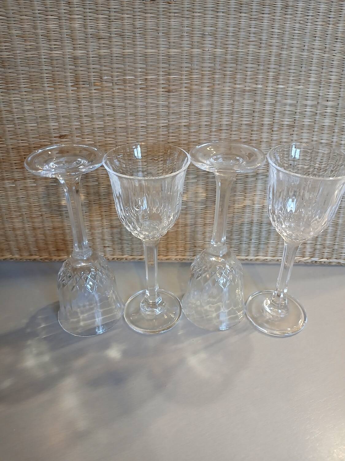 4 antique stemmed glasses