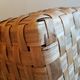 Old picnic basket wicker bamboo braided double opening