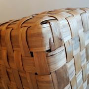 Old picnic basket wicker bamboo braided double opening