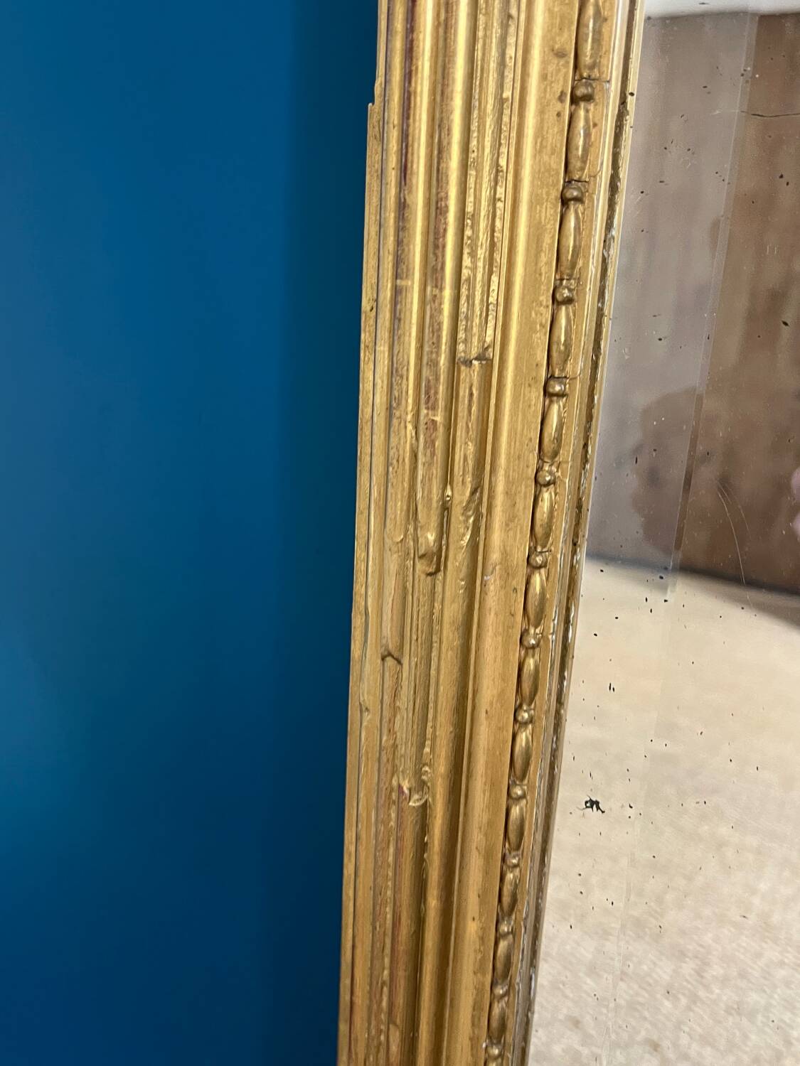 Antique mirror with pediments 138cm beveled glass