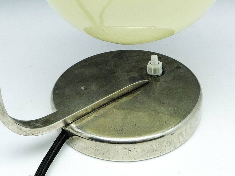 Mid-century glass and metal bedside lamp, 1950s