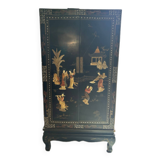 Meuble laqué noir chinois vintage