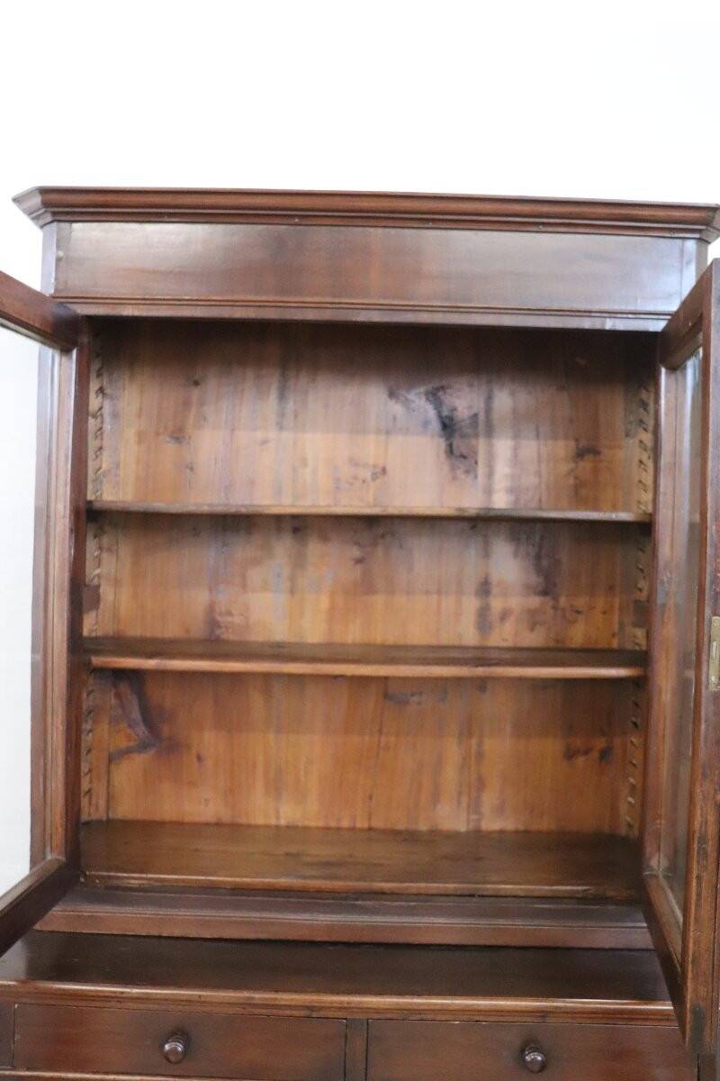 Antique Sideboard In Walnut Veneer, Italy 19th Century