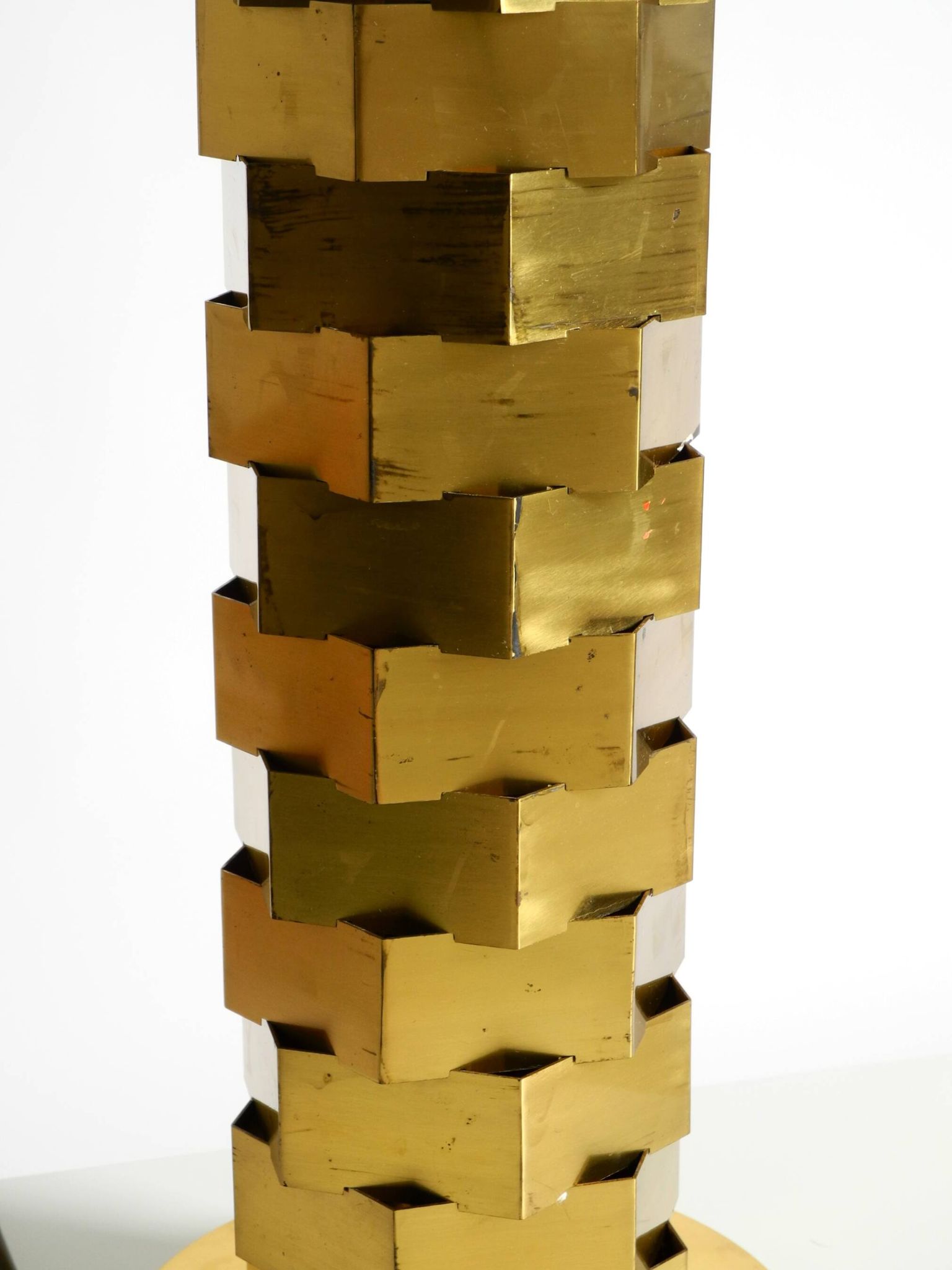 1960s brass table lamp by Vereinigte Werkstätten with an illuminated base