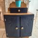 deep blue and wood refurbished bedside table