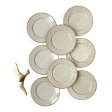8 Petites Assiettes en grès moucheté Tulowice mid century XXe