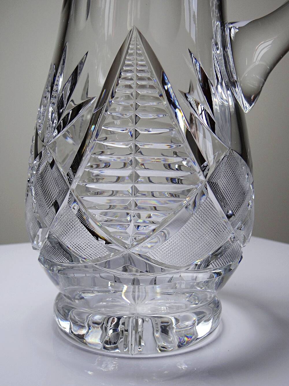 Large cut crystal water pitcher, European crystal makers 20th century