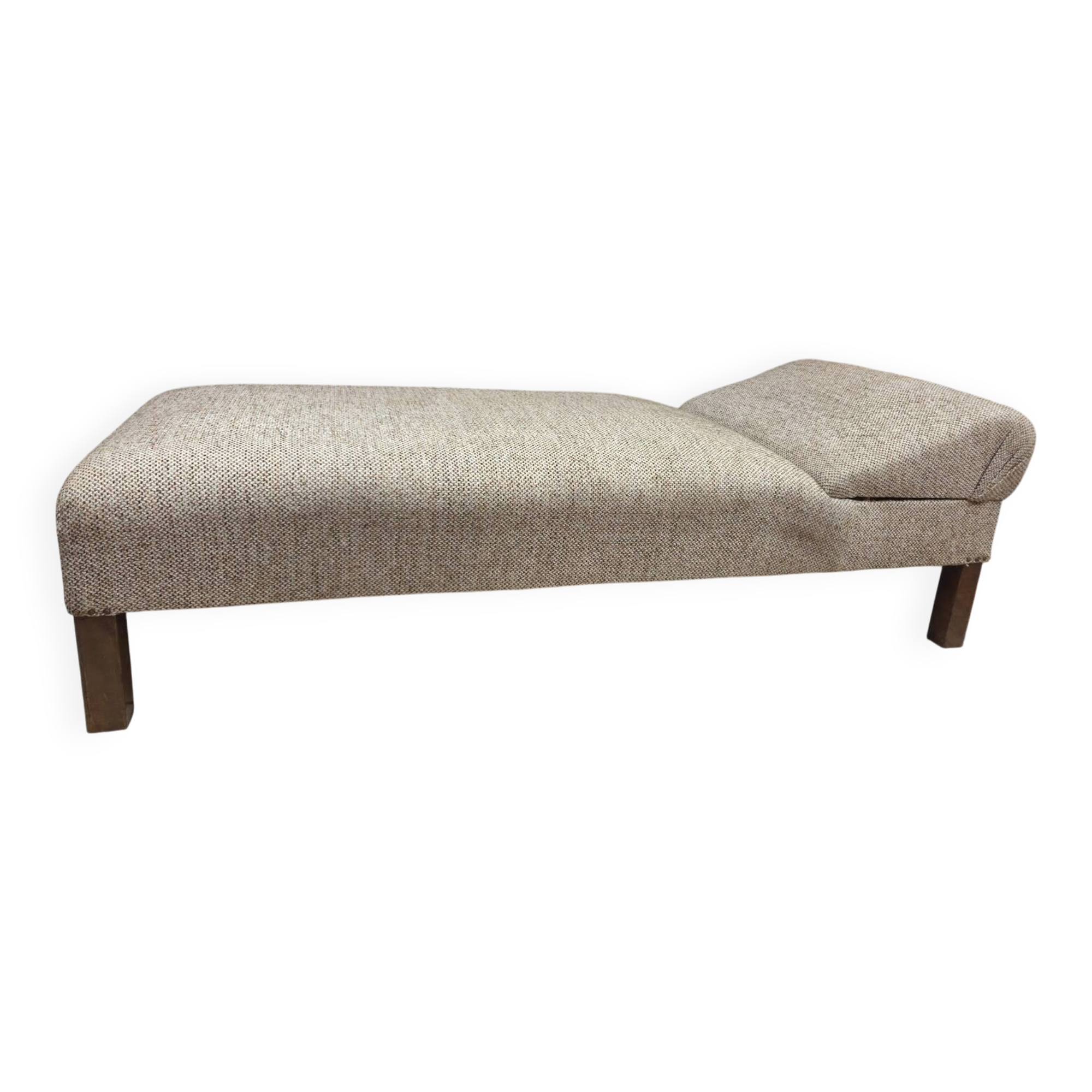 Daybed, vintage 1970s chaise longue with headrest.
