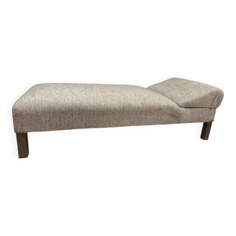 Daybed, vintage 1970s chaise longue with headrest.