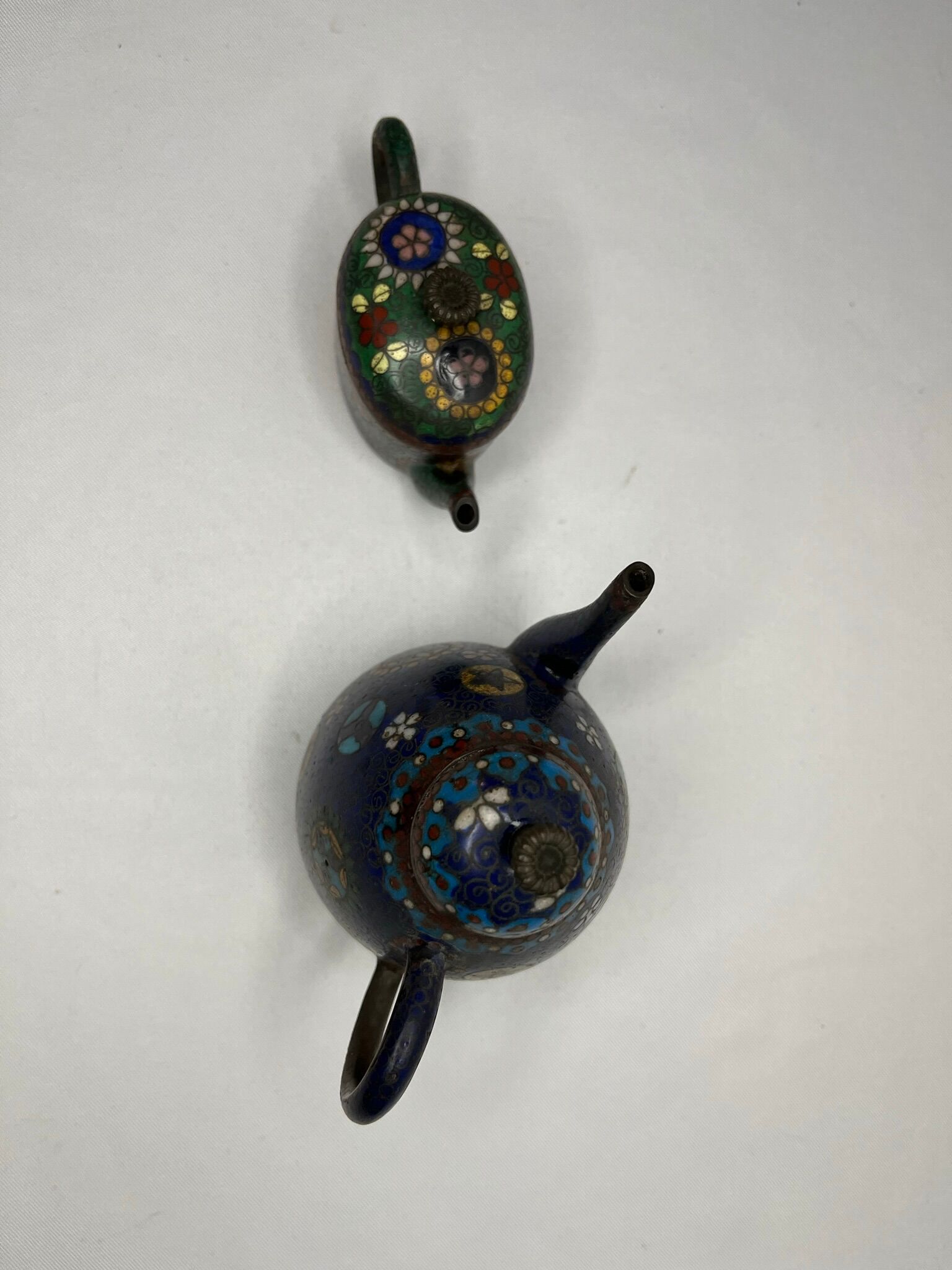 Cloisonné bronze jugs, early 20th century, China