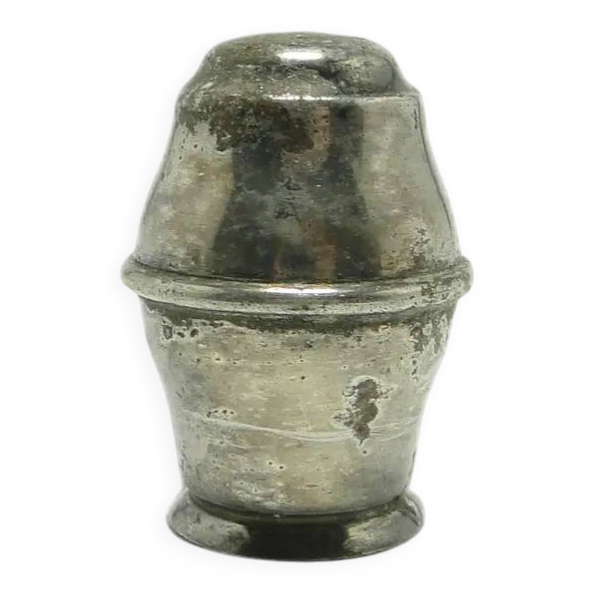 Art Deco salt shaker, silver-plated brass, Belgium, 1930s.