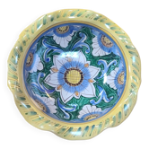Footed bowl in Italian majolica — hand-painted floral decoration — j