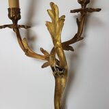 Trio d'anciennes appliques en bronze - style Louis XV - 2 feux