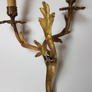 Trio of old bronze wall lights - Louis XV style - 2 lights