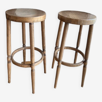 Paire de tabourets de bar en bois