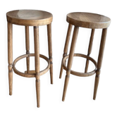 Paire de tabourets de bar en bois