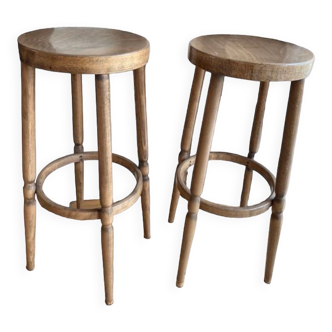 Pair of wooden bar stools