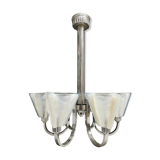 Petitot art deco chandelier, opalescent glass