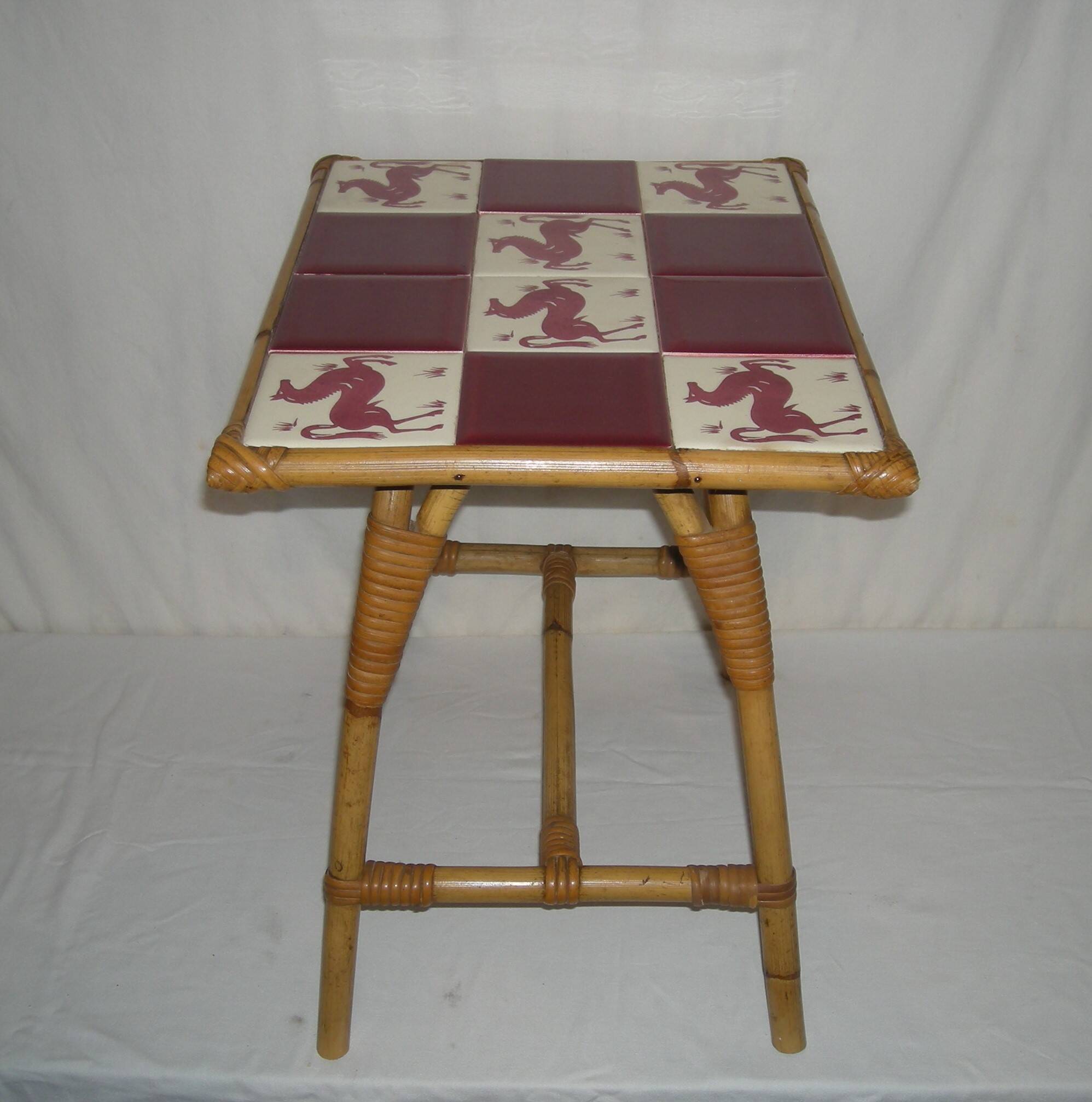 Bamboo-rattan coffee table from the 50s