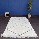Berber carpet white and black moroccan 150x220