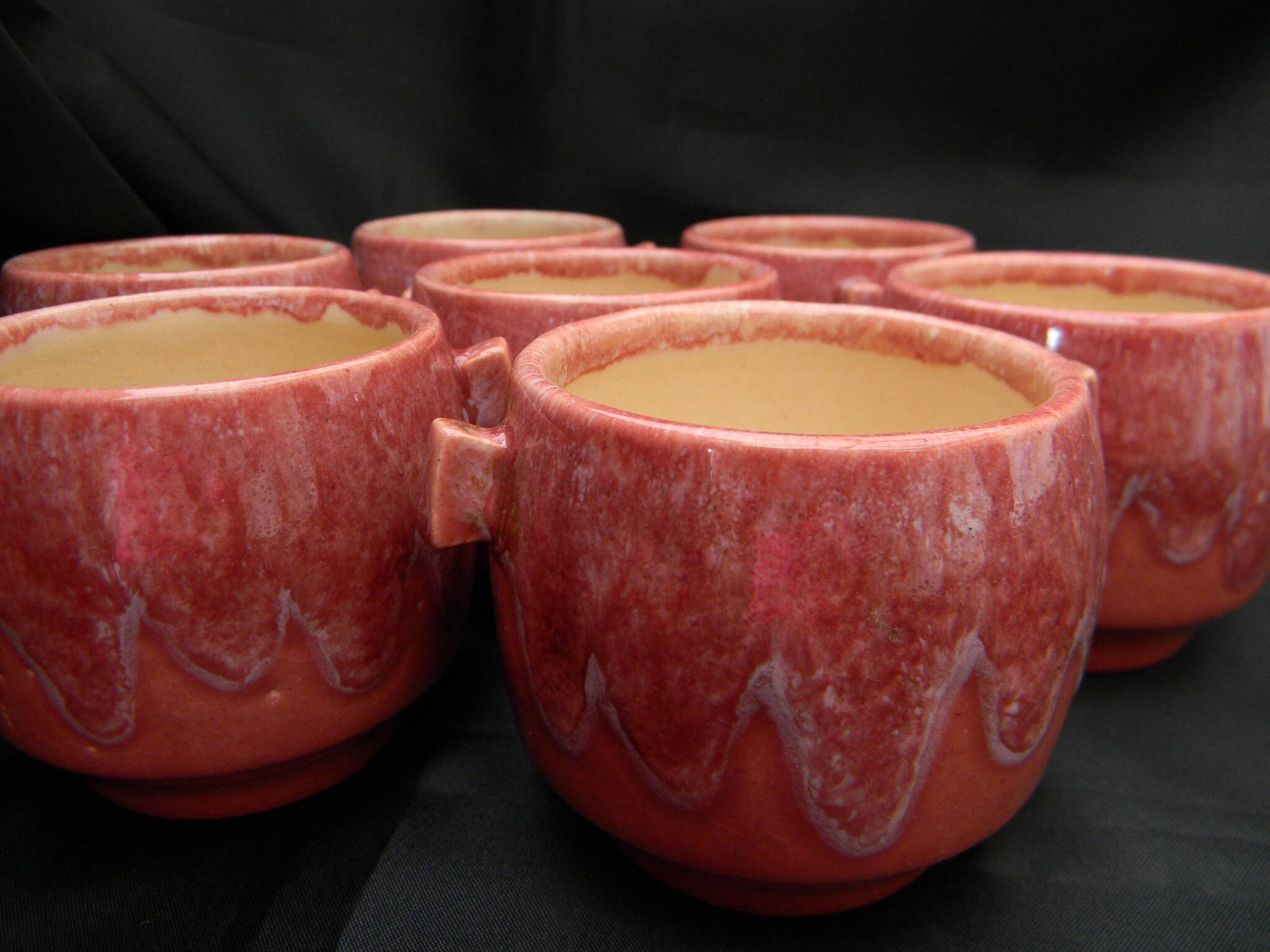 7 small ceramic pots by Jacques LACHENY. Saint Amand en Puisaye.