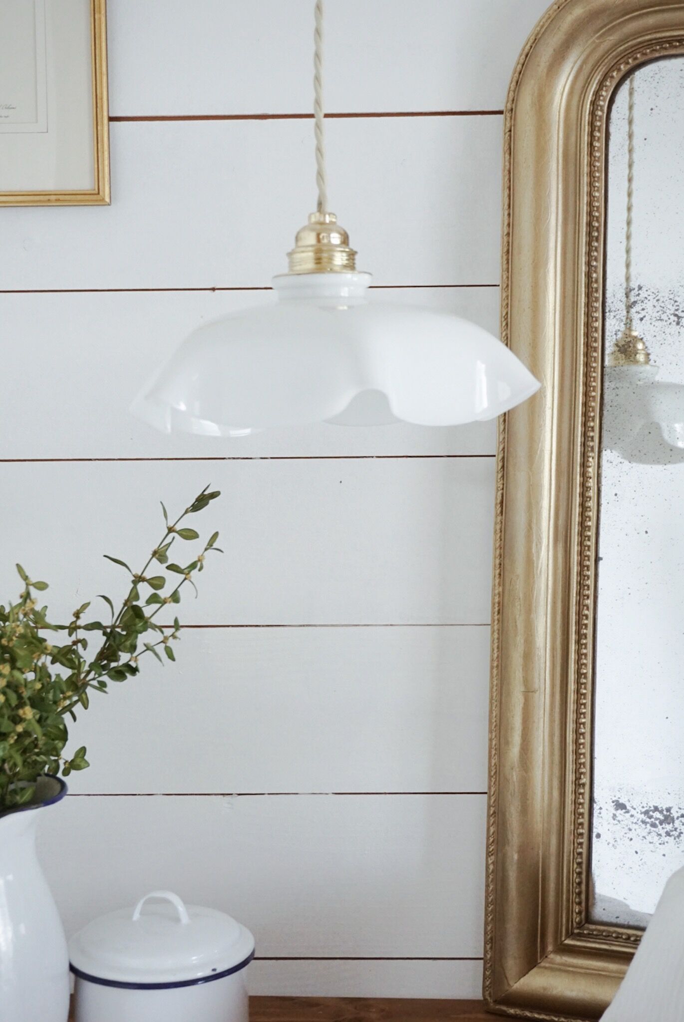 Draped suspension Opaline 🌿 Vintage