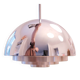 Vintage chrome dome suspension light, space age 70s, concentric rings bla.