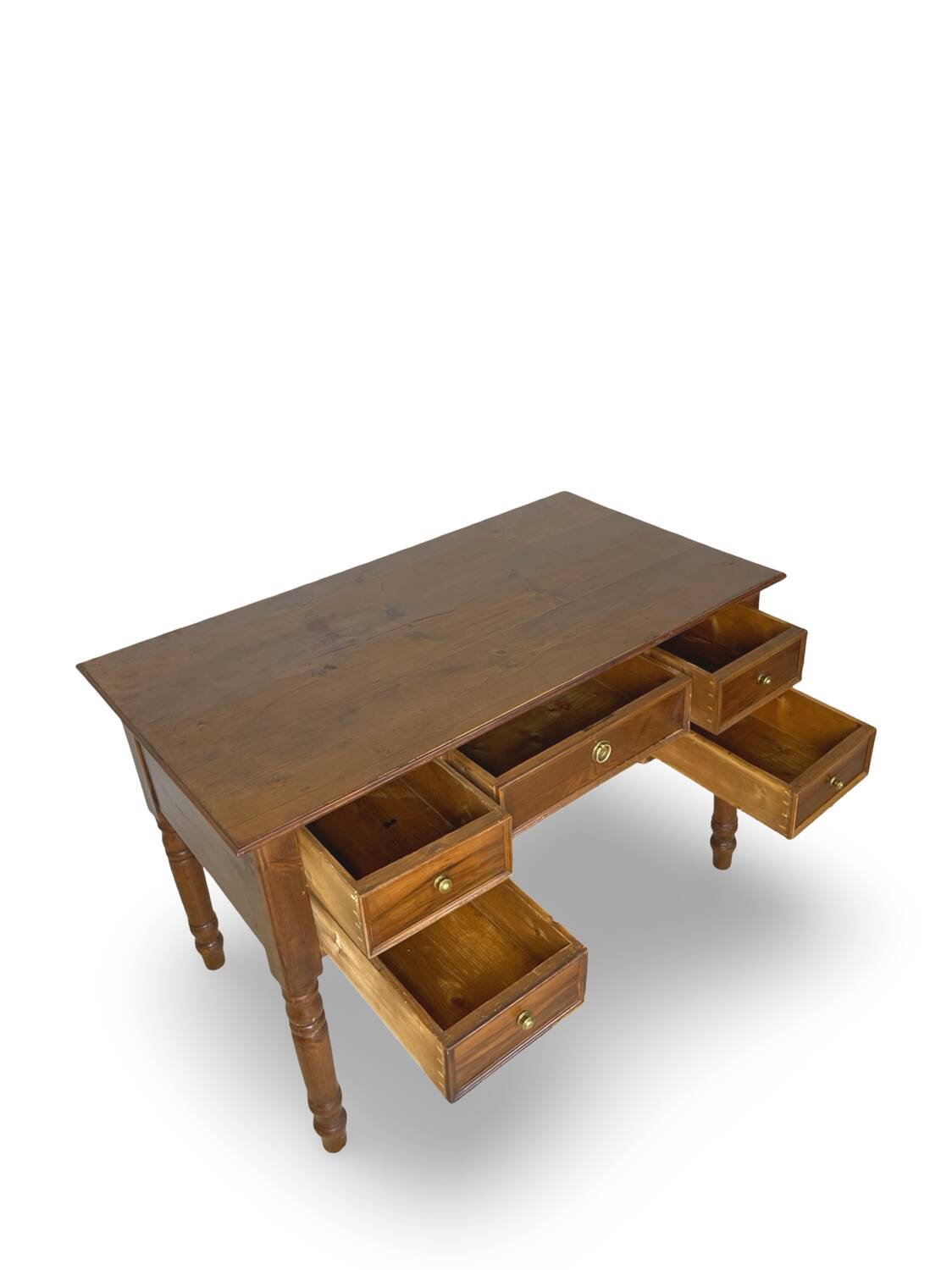 Italian pine wood centre writing desk from the 1960s, a reproduction o