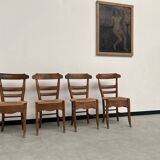 4 old rustic straw chairs