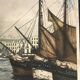Frédéric Louis Levé, Aquatint Port of La Rochelle framed late 19th century