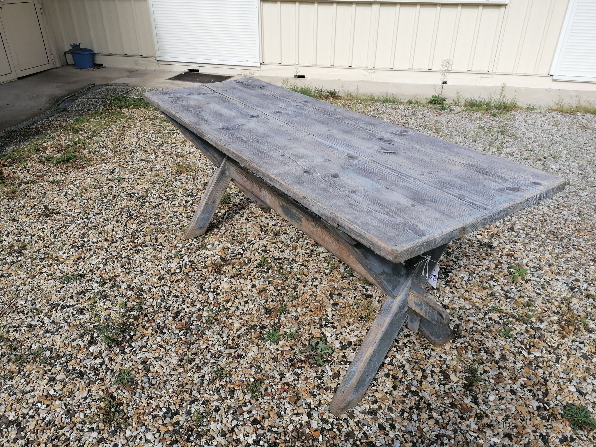 Table ferme  vintage en bois 2m, pieds en x
