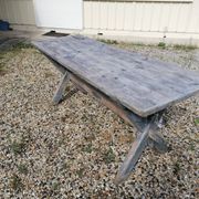 Table ferme  vintage en bois 2m, pieds en x