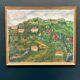 Original Swedish Oil on Canvas – “Hilly Landscape with Houses” by Lalla Blecher – Signed – Vintage & Framed