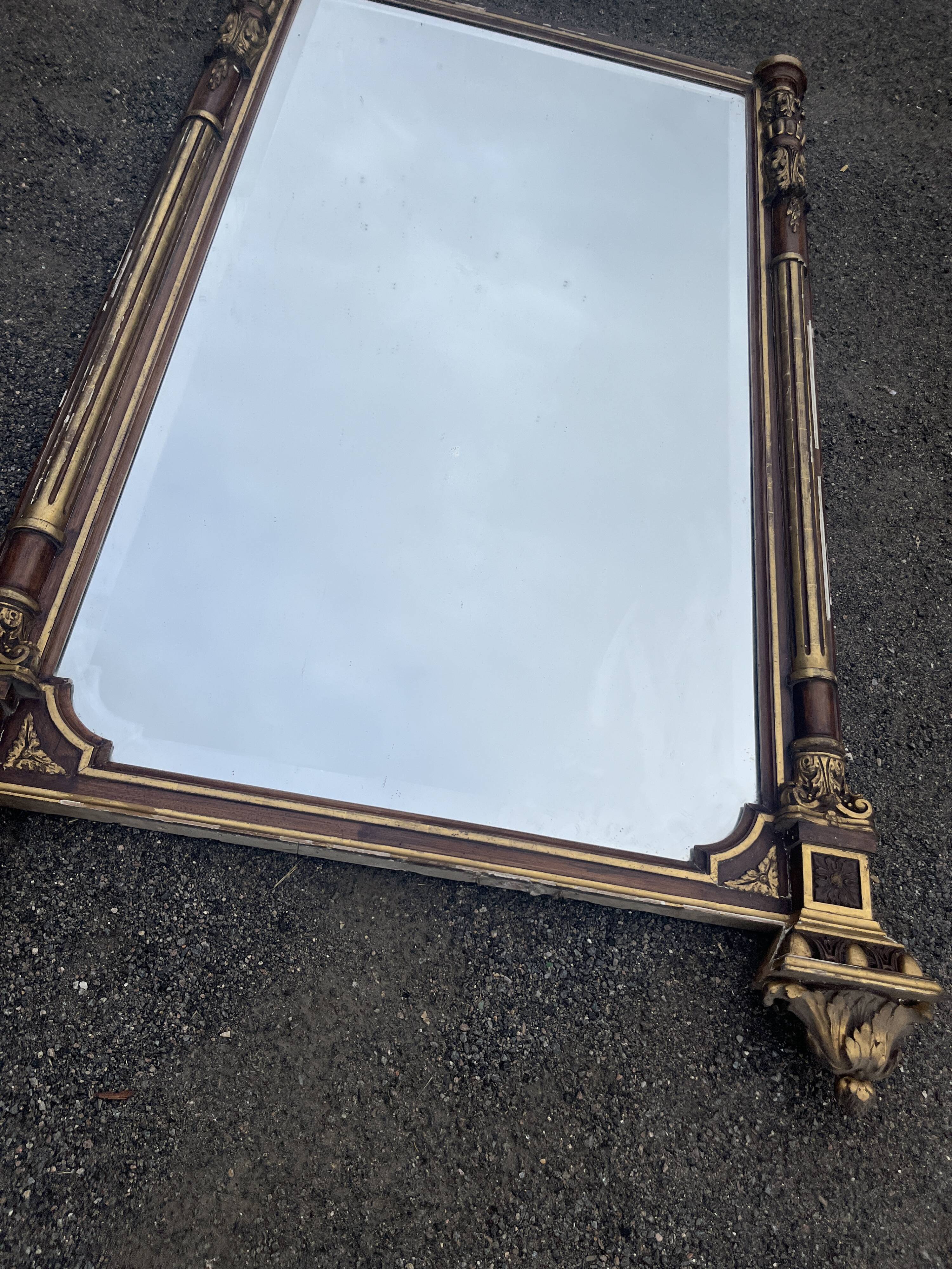 Large antique mirror 144 cm in Empire style - Trumeau or fireplace mirror