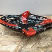 Old dish ceramic brown red black vintage