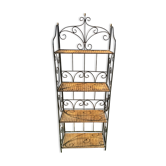 Folding bakery shelf, metal and wicker