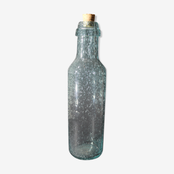 Biot sky blue bubbled glass bottle carafe