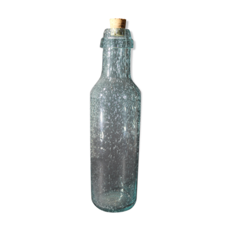 Biot sky blue bubbled glass bottle carafe