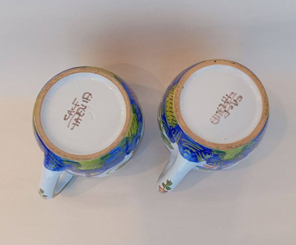 Hand Painted Blue Ceramic Mug Faenza Italy