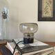Table lamp desk bedside Sciolari smoked glass globe black plastic base