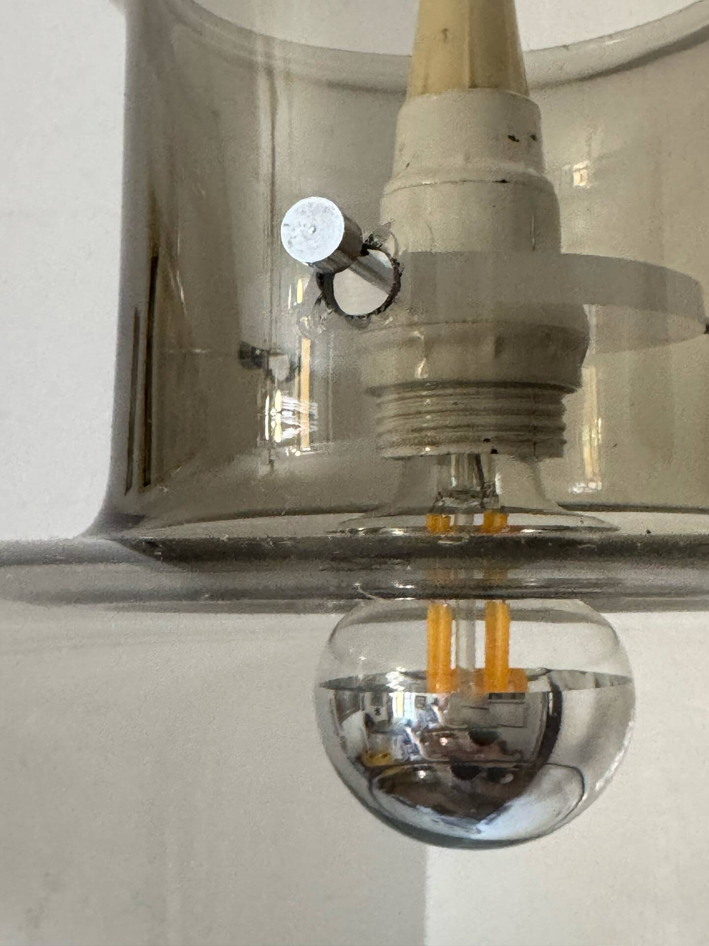 Smoked glass pendant light Space Age 1970s
