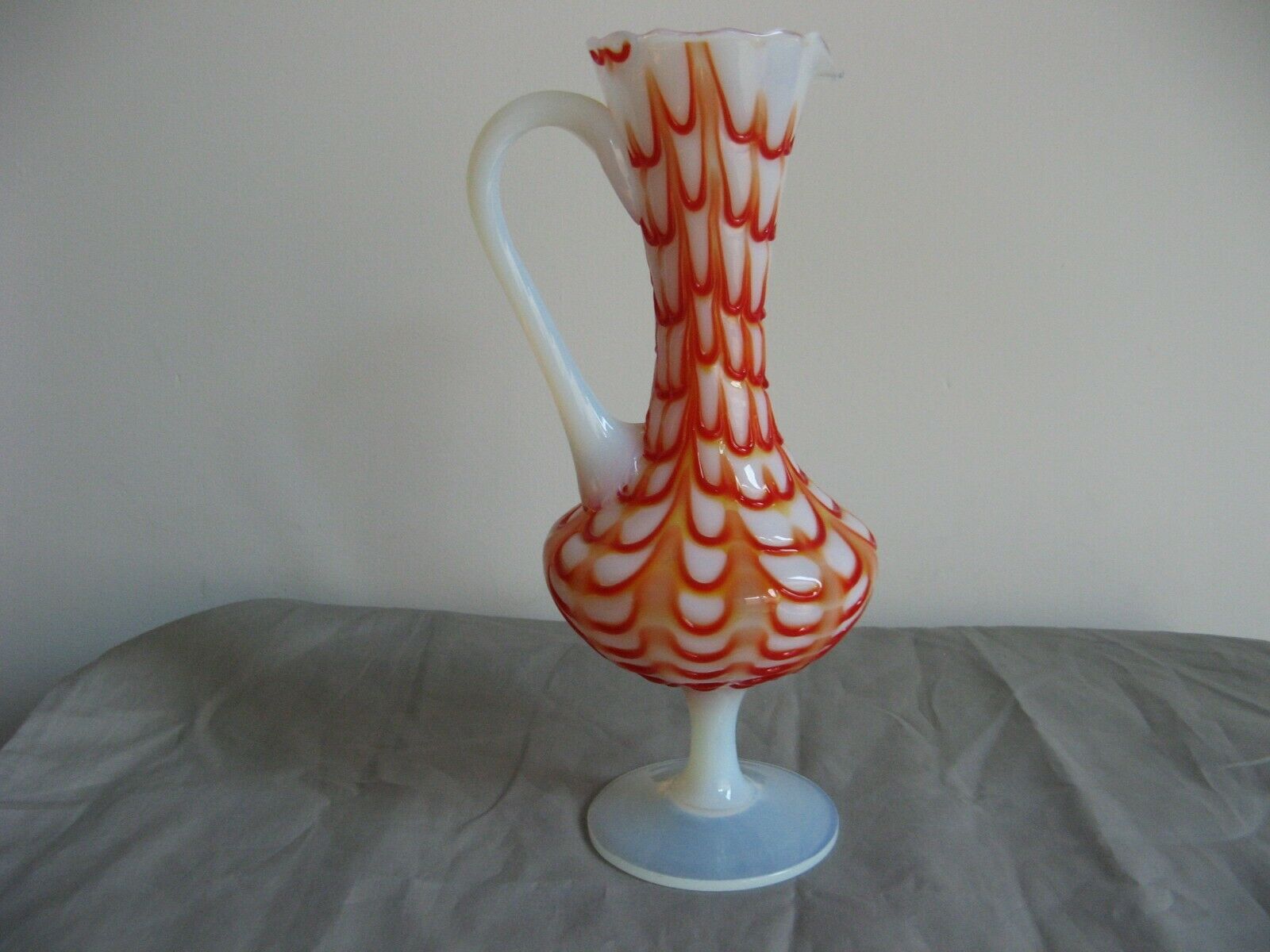 Crystal or opaline foot pitcher murano opalescent glass fair