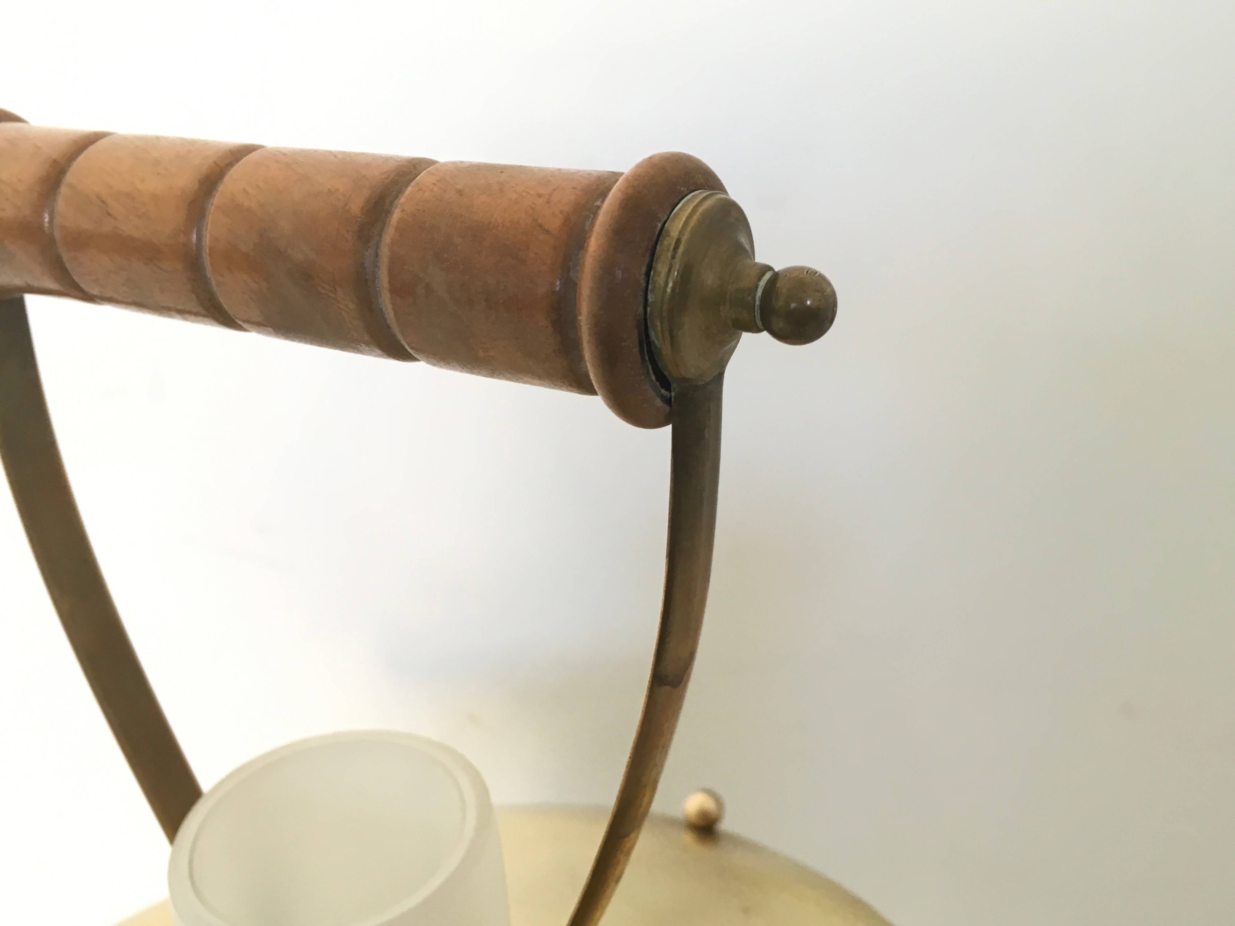 Elegant Vintage Brass and Encased Glass Lantern Table Lamp, Italy