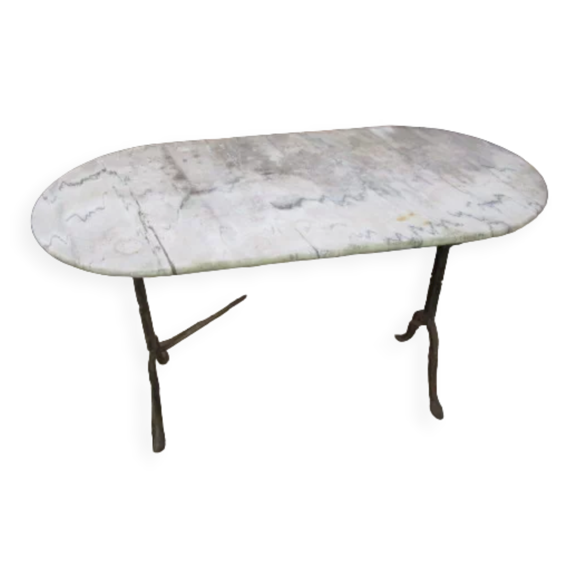 Antique marble bistro table and cast iron foot