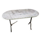 Antique marble bistro table and cast iron foot