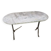 Table de bistrot ancienne en marbre et pied fonte