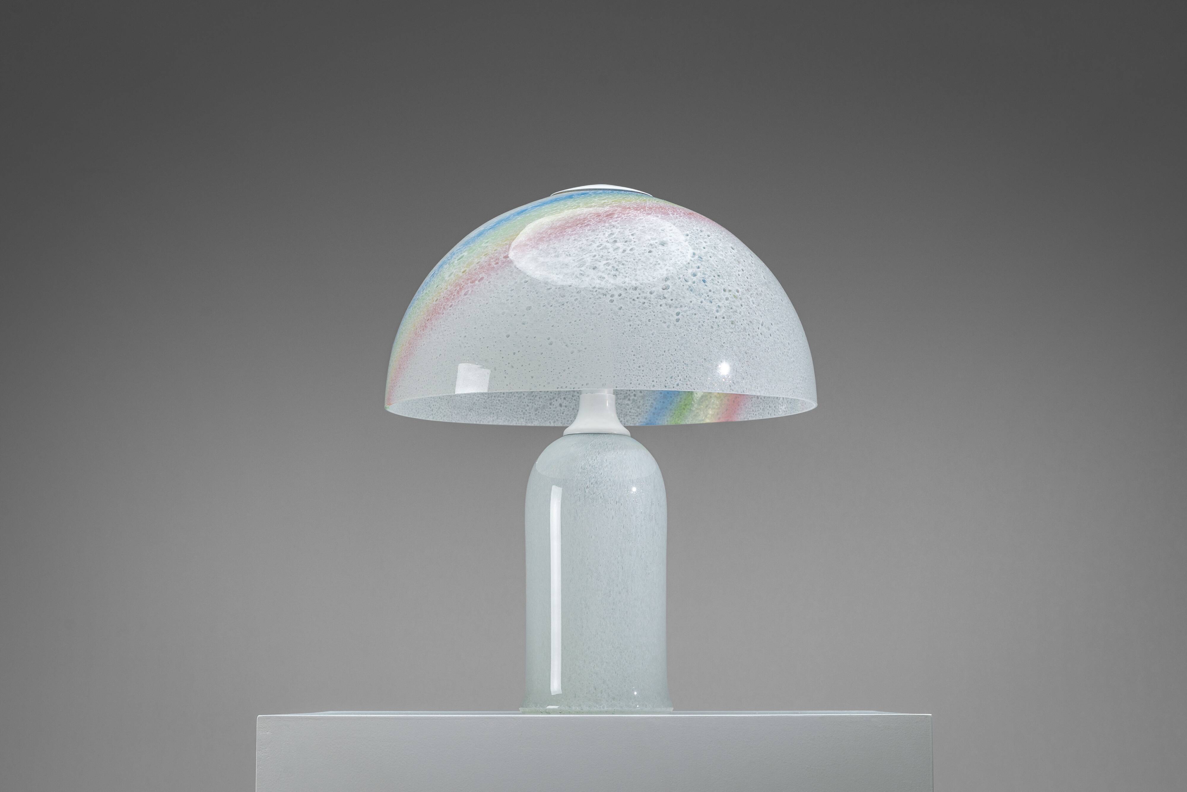 Doria table lamp in bubble glass with rainbow coloured details