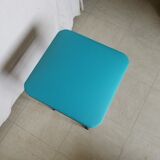 Vintage chromed stool in turquoise blue skai