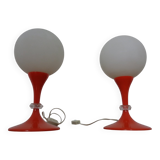 Glass and Plastic Tulip Bedside Lamps, 1970s, Set of 2