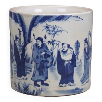 Qing Dynasty Kangxi Style Blue-And-White The Eight Immortals Pen Container Chinese Palace Gifts